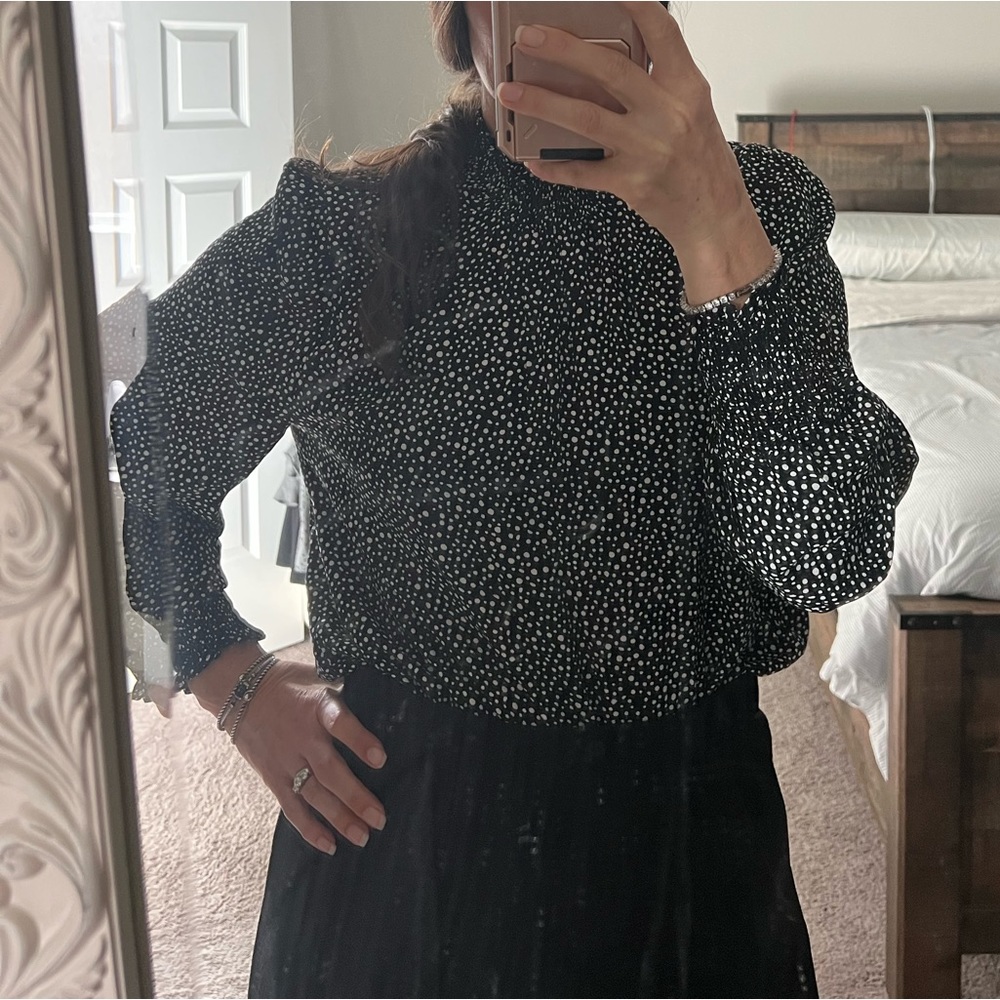 Sanctuary Black & White Blouse NWT Turtleneck Size L - Picture 9 of 9
